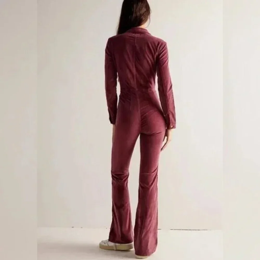 NEW FREE PEOPLE We The Free Cordovan Jayde Cord Flare Jumpsuit